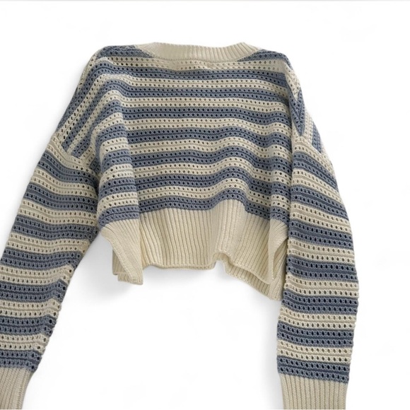 moon & madison Striped Blue and Cream Sweater - Picture 3 of 4
